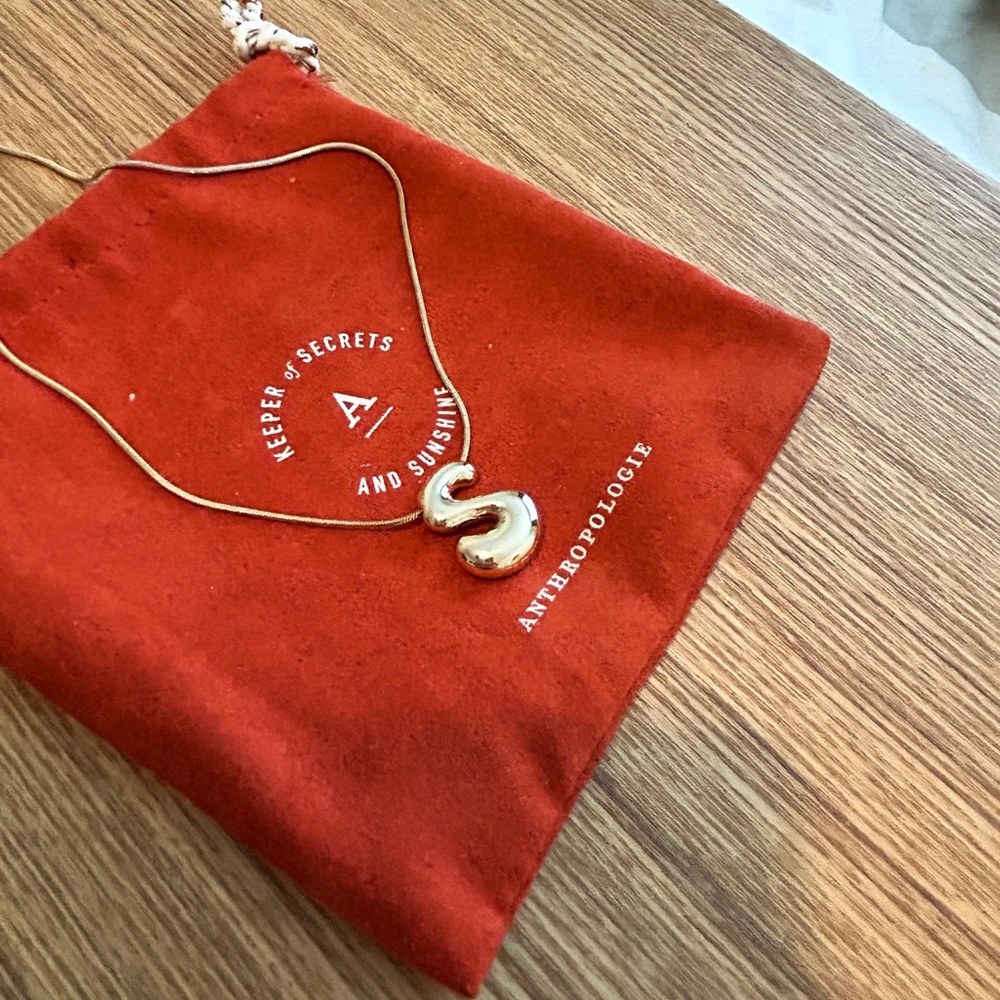 Anthropologie bubble letter monogram necklace